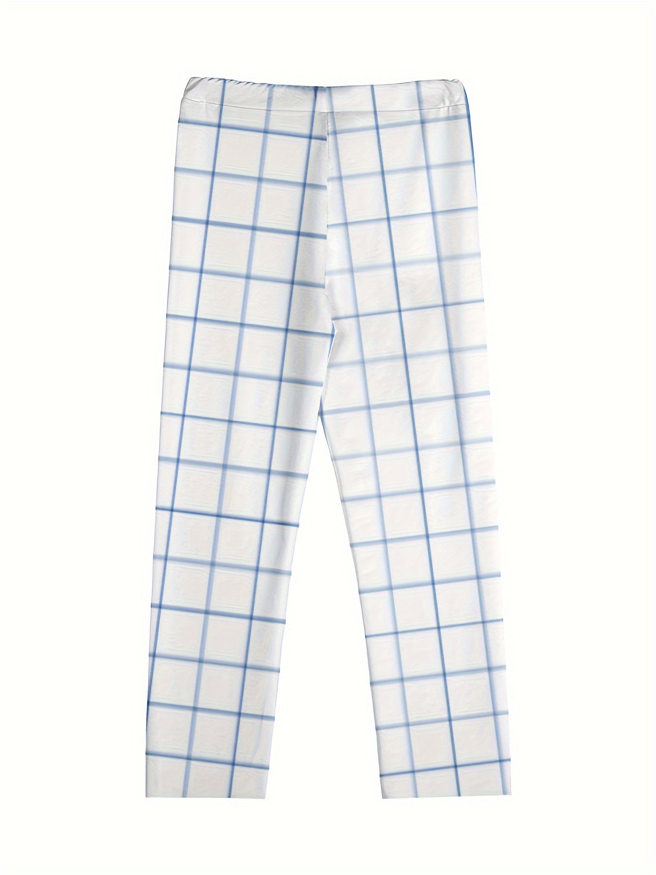 Men's Simple Plaid Digital Print Breathable Dress Pants With Pocket, Suitable For Business Wear