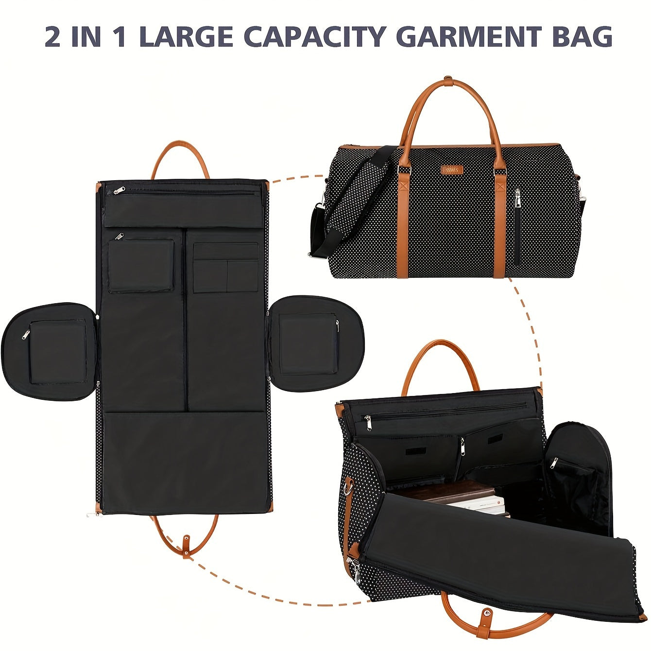 TIBES Duffel Bag For Travel - Carry On Garment Bags With Toiletry Bag Large Weekender Bag For Men Women 2 In 1 Hanging Suitcase Suit Travel Duffel Overnight Bags 3pcs Set