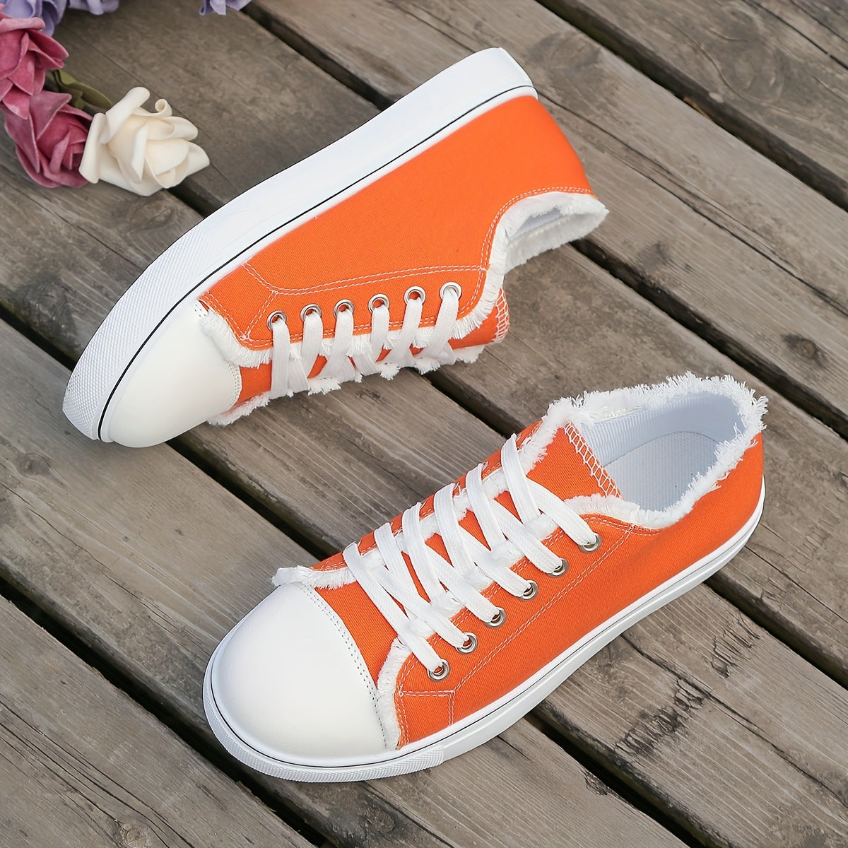 Women's Simple Canvas Shoes, Casual Lace Up Outdoor Shoes, Lightweight Low Top Sneakers