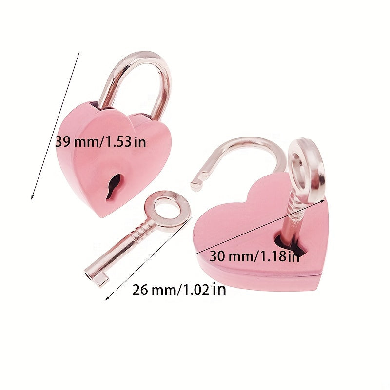 Colorful Metal Heart Shape Padlock With Key Bag Accessories Love Pad Lock Skeleton Keys