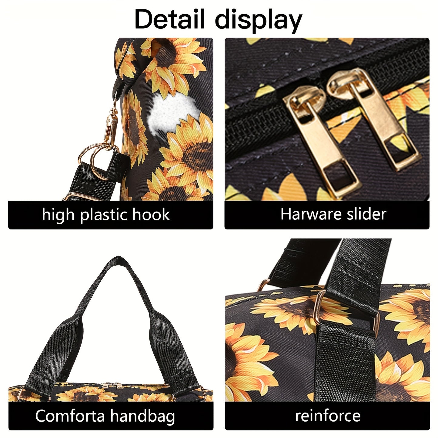 1pc/2pcs Sunflower Graphic Duffle Bag, Sports Fitness Gym Yoga Tote, Weekender Overnight Bag & Luggage Suitcase Organizer