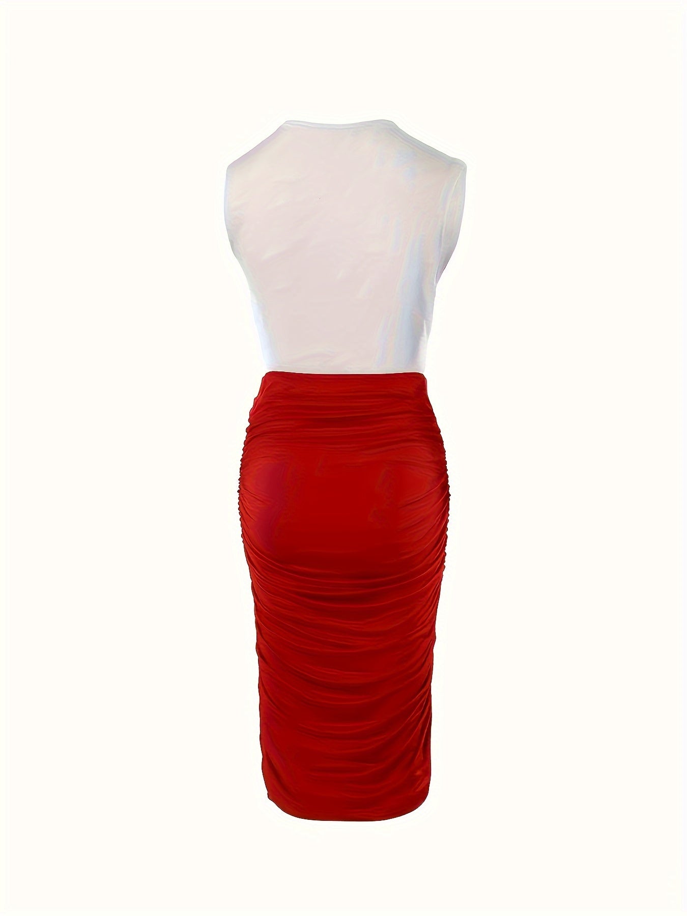 Casual Slim Skirt Set, High Heels Print Crew Neck Cap Sleeve Top & High Waist Ruched Bodycon Skirt, Women's Clothing