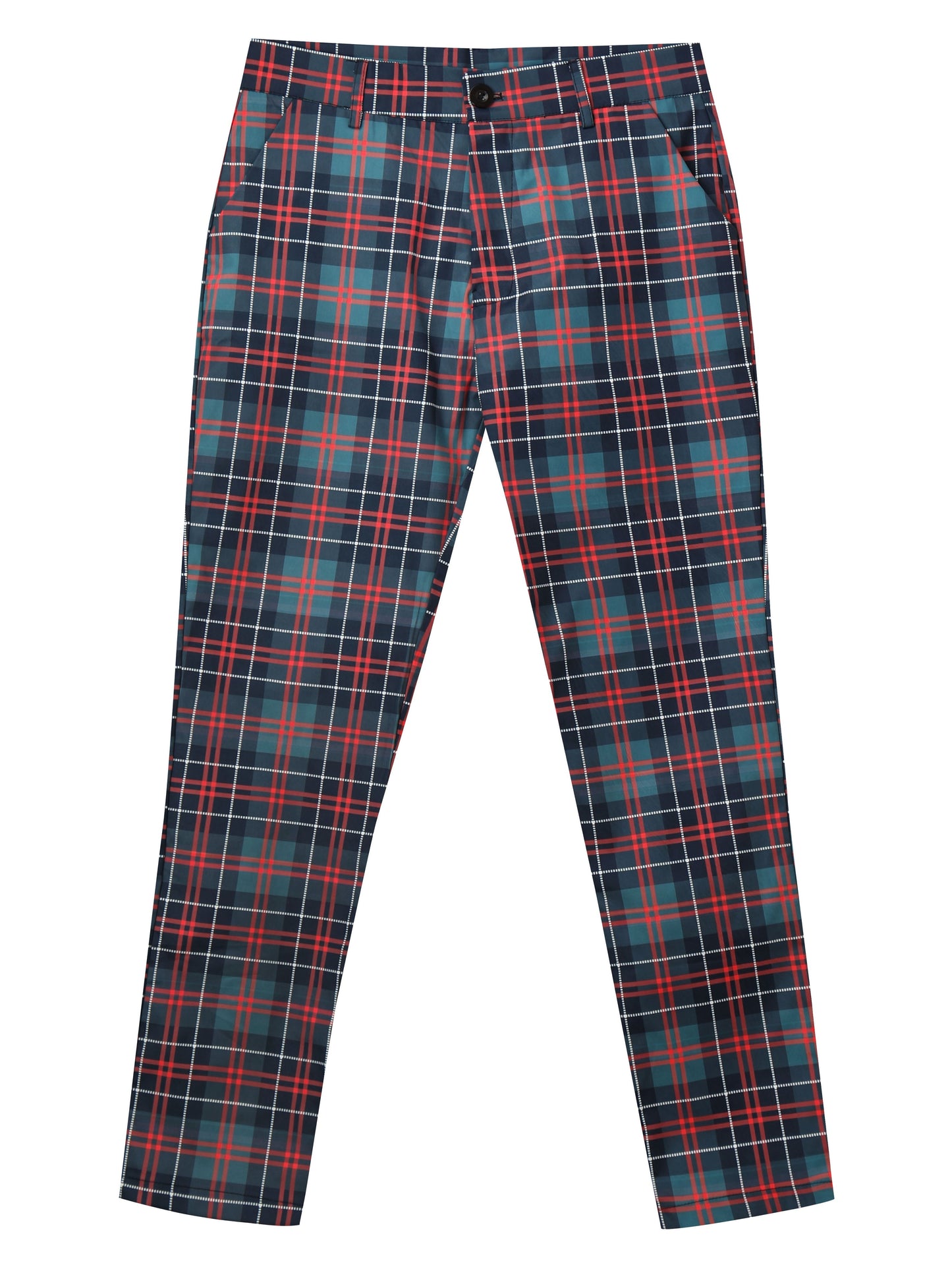 Men's Casual Plaid Print Dress Pants, Slim Fit Fashion Style Trousers, Business Casual Office Wear