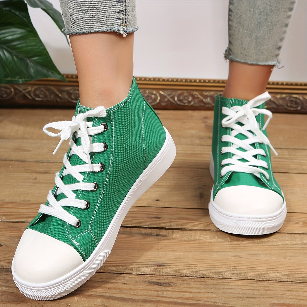 Women's Lace-Up Fashion Casual Sneakers, Breathable Canvas Comfortable Versatile Canvas Shoes, Comfortable And Versatile Flat Shoes For Spring And Autumn Seasons