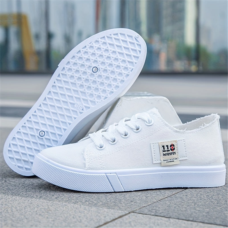 Women's Classic Canvas Shoes, Casual Lace Up Outdoor Shoes, Comfortable Low Top Sneakers