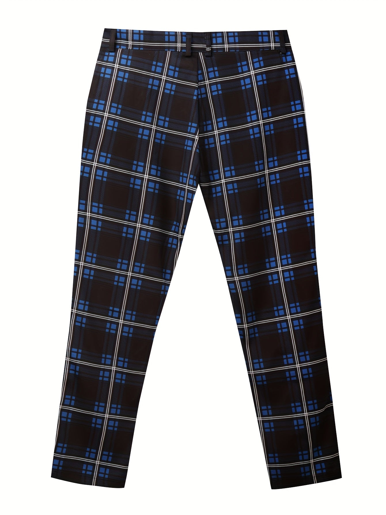 Elegant Plaid Slacks, Men's Casual Stretch Vintage Style Slightly Stretch Dress Pants