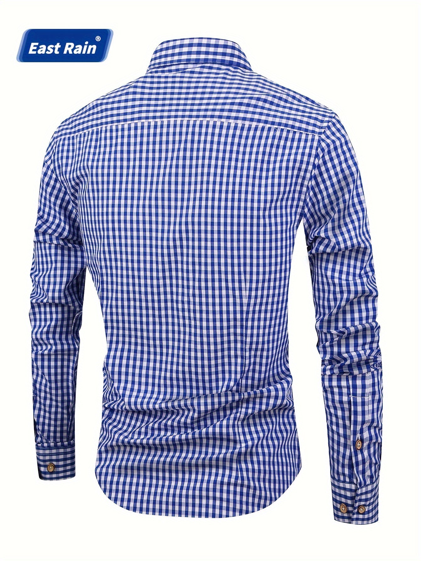 Men's 100% Cotton Checkered Print Shirt, Casual Lapel Button Down Long Sleeve Shirt For Spring Fall