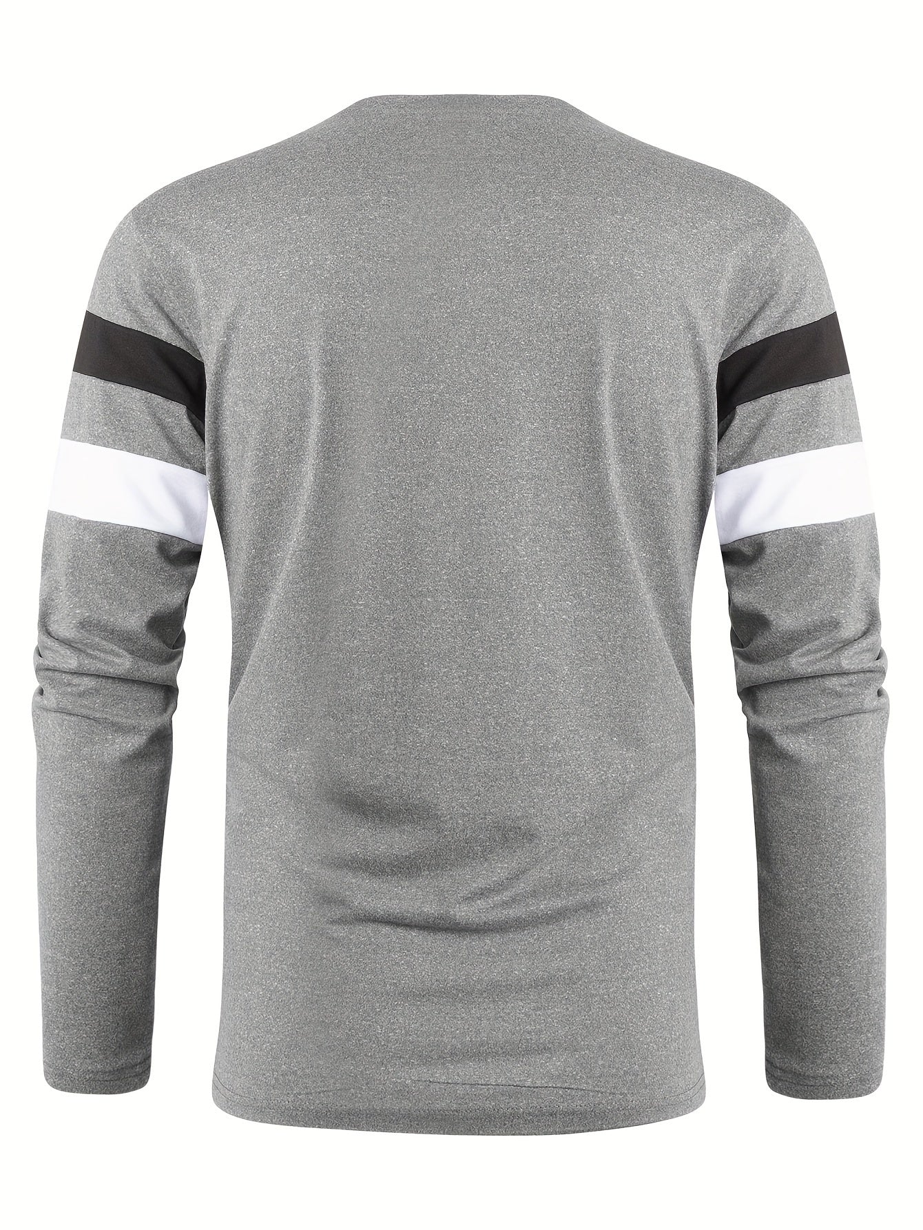 Men's Color Block T-shirt, Men's Comfy Long Sleeve Crew Neck Tee, Men's Clothing For Outdoor Activity