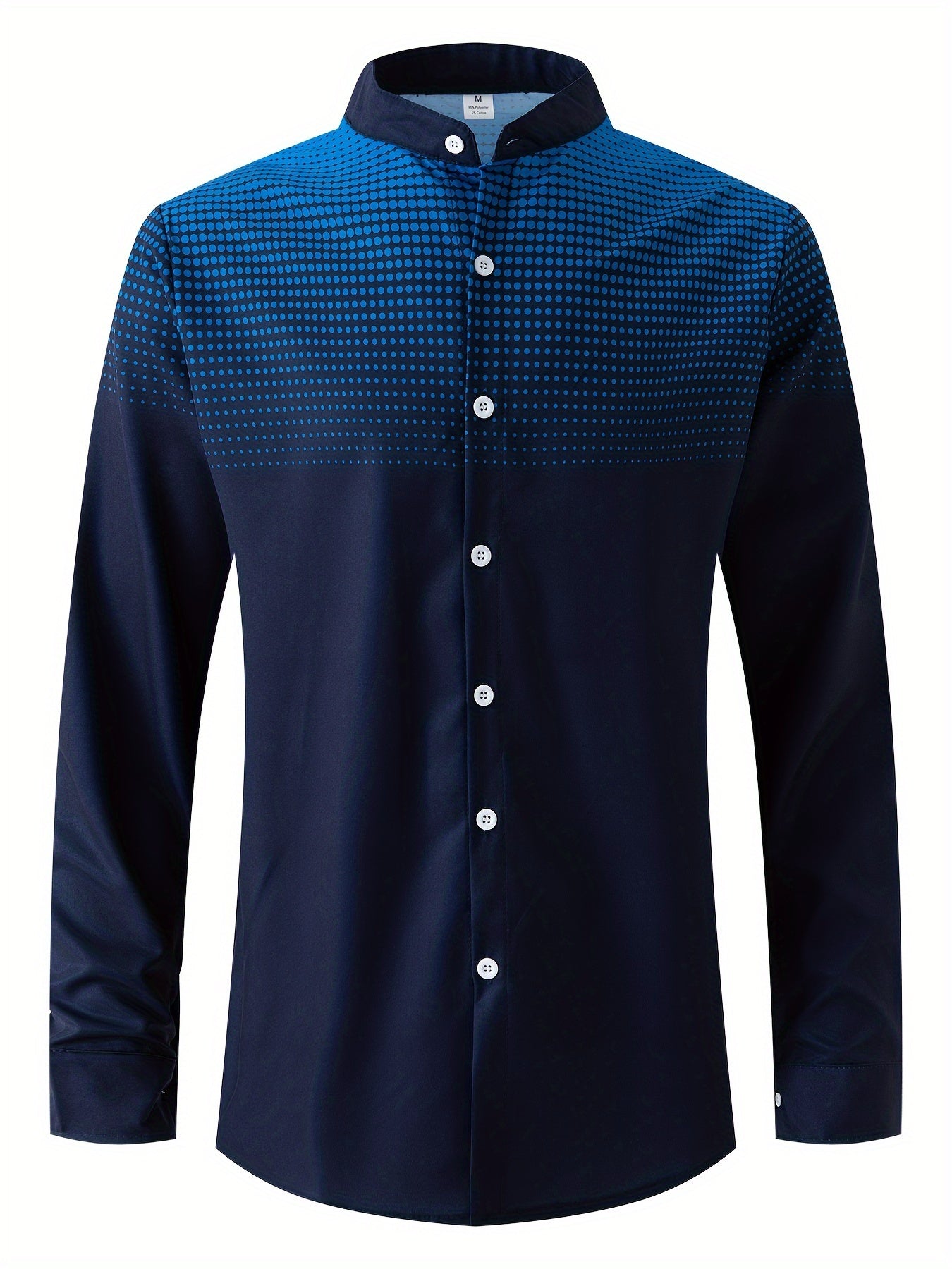 Men's Gradient Color Dots Print Long Sleeve Shirt For Spring And Fall, Casual Comfy Shirt As Gift