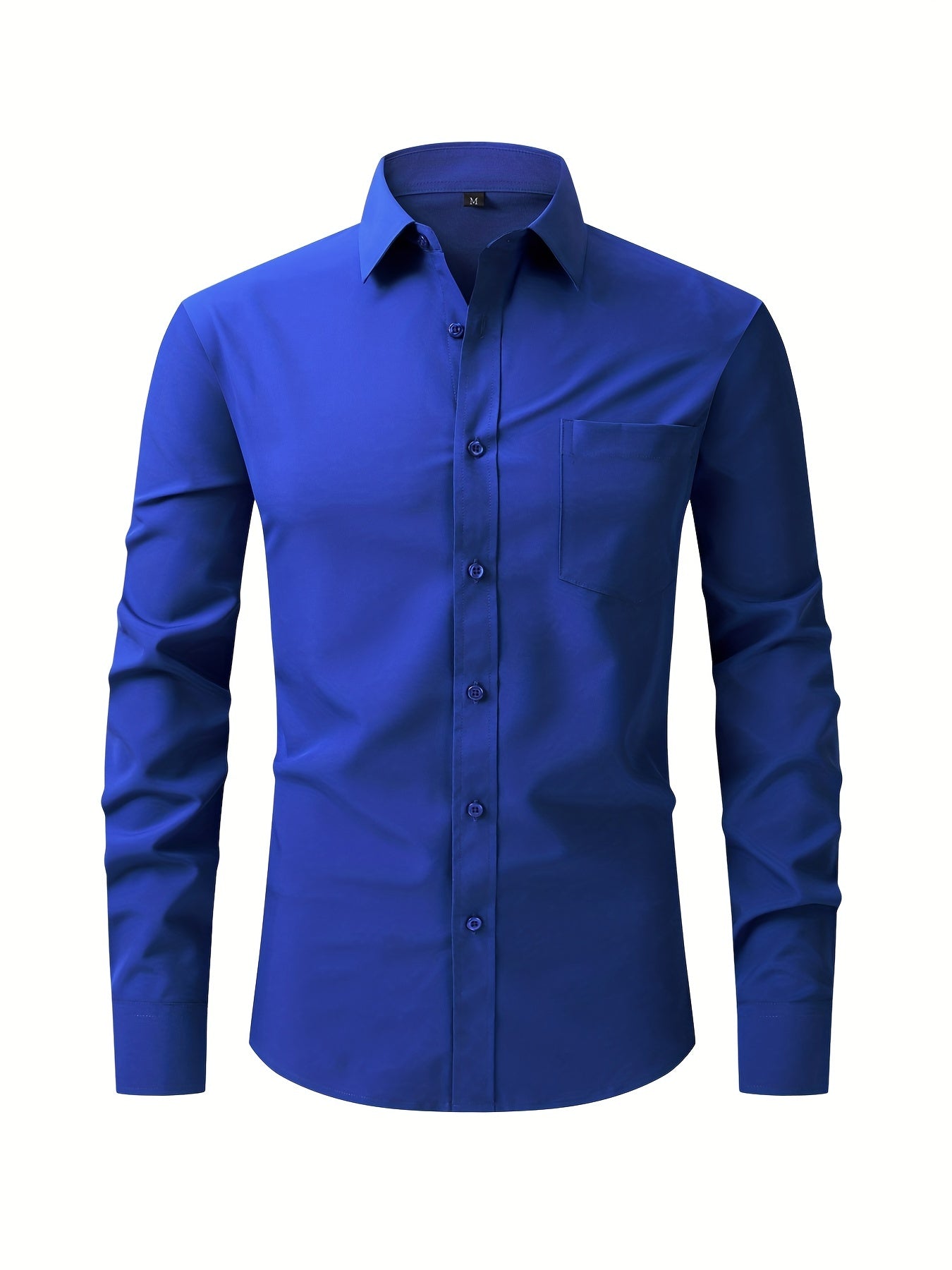 Men's Formal Classic Design Button Up Shirt With Chest Pocket, Male Clothes For Spring And Fall Business Occasion