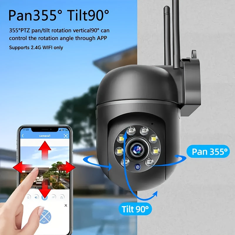 HD WIFI Surveillance Camera, Indoor And Outdoor Long Range HD Night Vision Camera, 355 Degree Intercom Home Security Camera, 2.4G , AI Mobile Detection, Two-Way Audio, Color Night Vision, Home Surveillance Security System