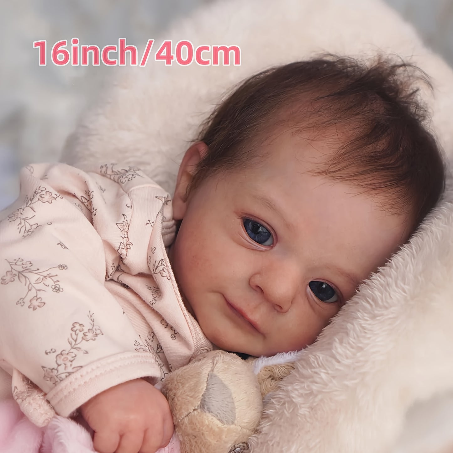 Handcrafted 16" Reborn Youngsters Doll - Realistic Soft Body with Hand-Rooted Brown Hair & Painted Veins, Includes Birth Certificate - Perfect Christmas Gift for Youngsters