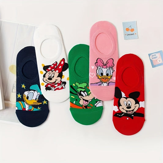 2/5/10pcs Cotton Blend No-Show Socks with Classic Cartoon Designs - Comfortable, Breathable & Stretchy for Casual Attire, Gifts & Parties