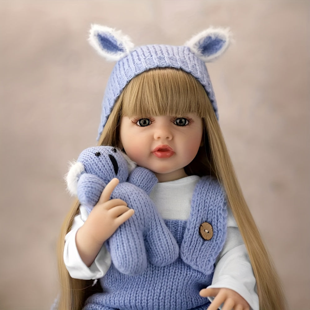 55cm/21.65in Blue Reborn Doll: Fashionable Girl, Perfect for Birthday, Halloween, Thanksgiving, or Christmas Gift