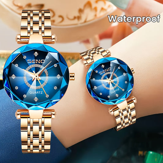 Women's Watch Luxury Dial Cutting Quartz Watch Fashion Fashion Analog Stainless Steel Wrist Watch