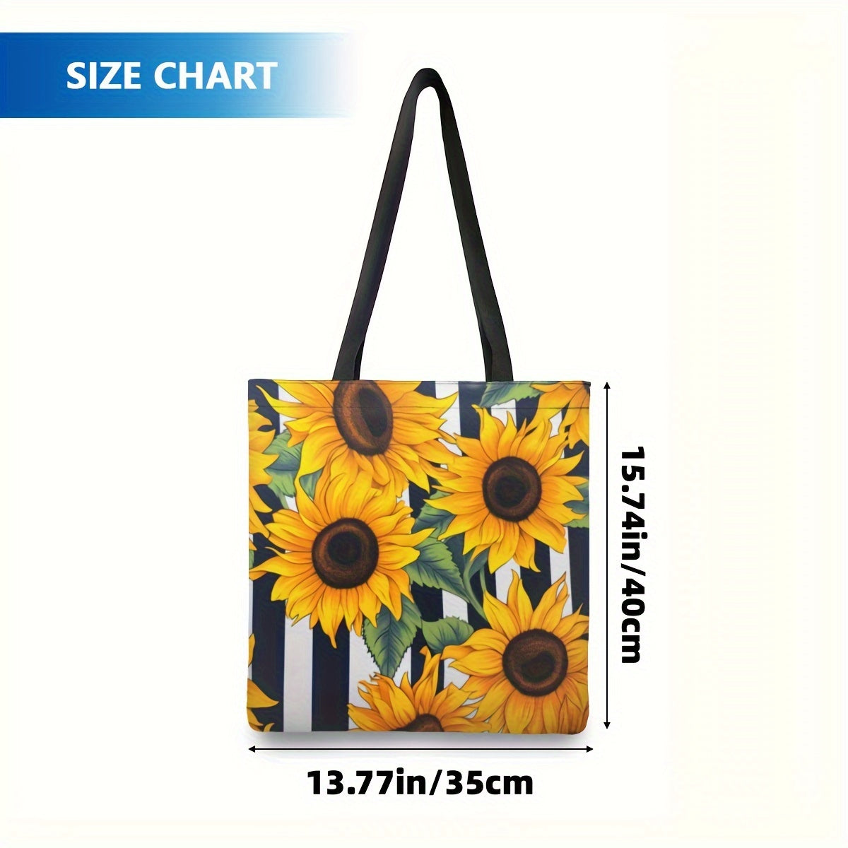 Stylish Sunflowers Printed Shoulder Bag, All-Match Versatile Shopping & Commuting Handbag For Women