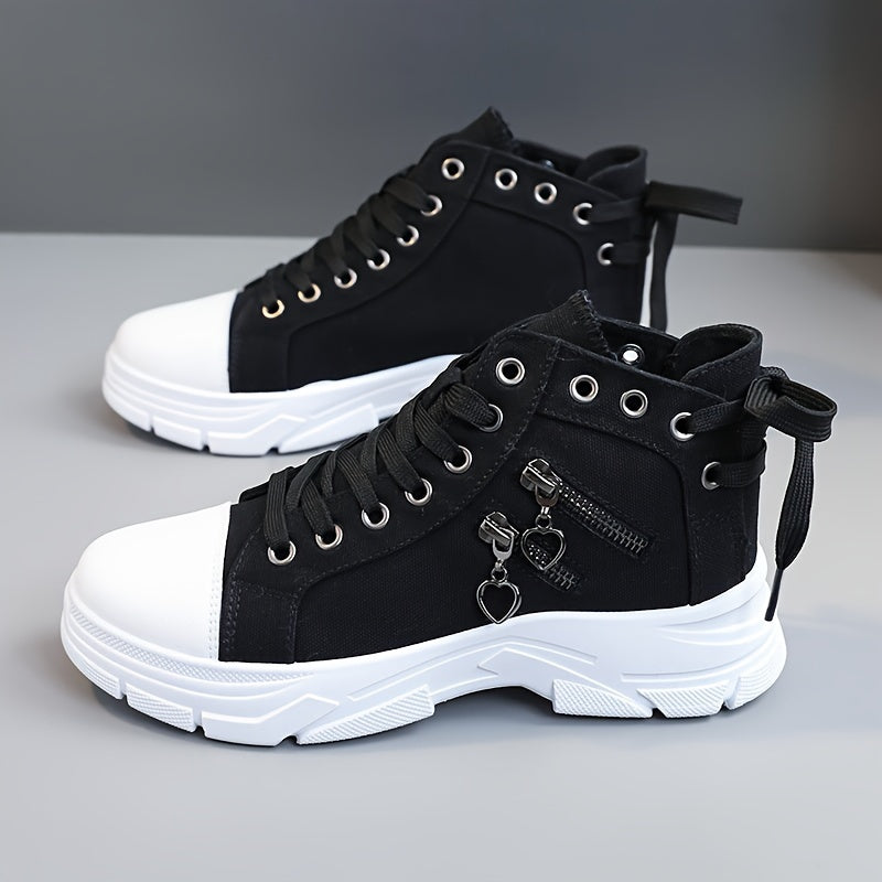 New Canvas High Top Women's Shoes, 2024 Spring Summer Breathable Thick Bottom Heightening Casual Shoes Canvas Shoes