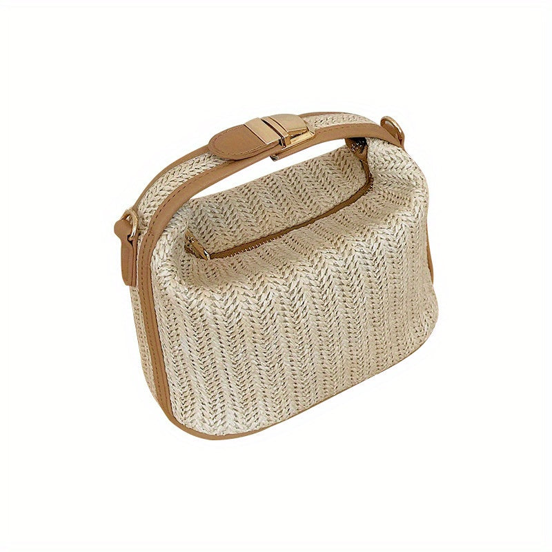 Mini Straw Woven Handbags, Fashion Braided Crossbody Bag, Portable Travel Beach Bag For Holiday