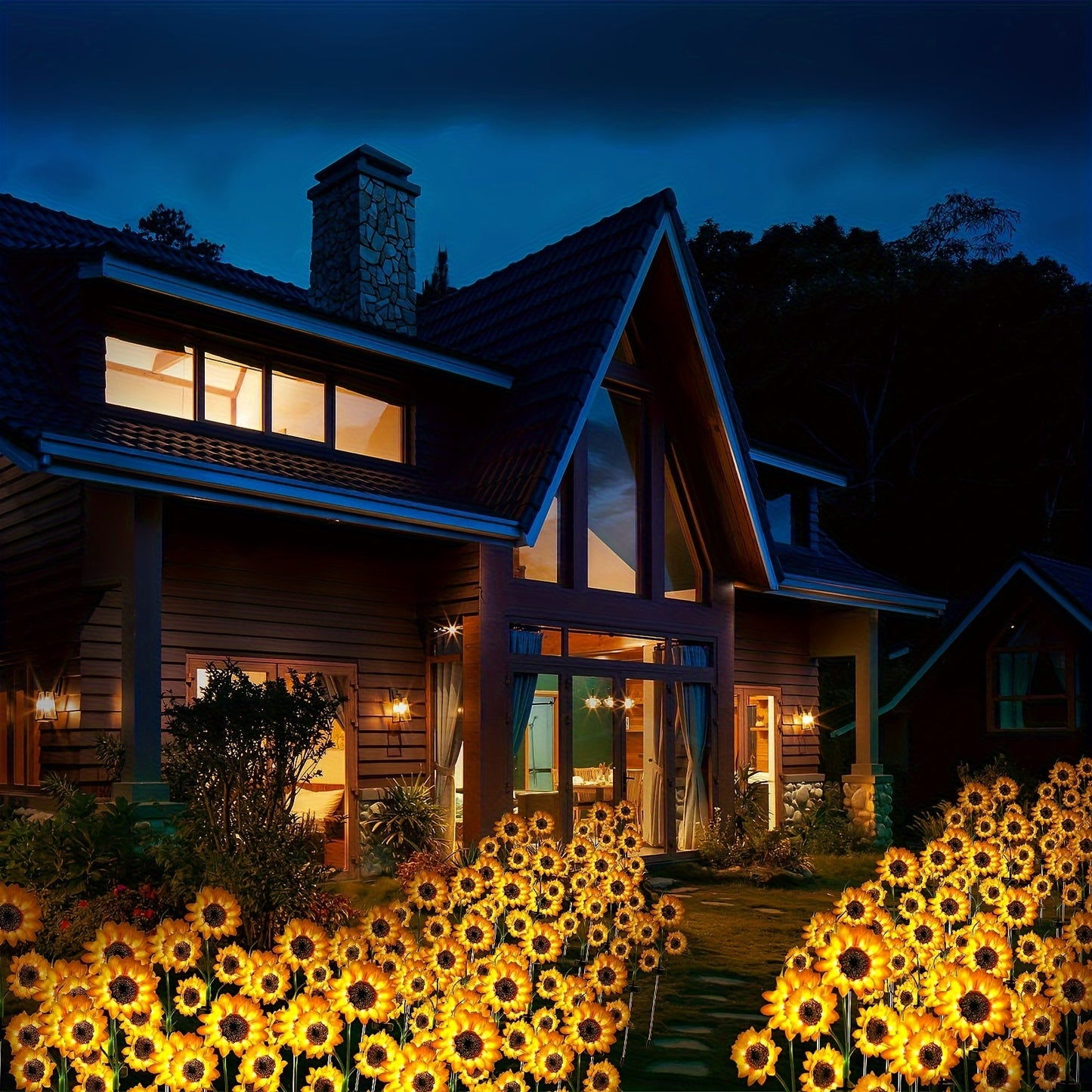 2 Packs Sunflower Solar Lights Outdoor Decor, With 3 LED Sunflower Yellow Flower Lights, Decorative For Patio Lawn Garden Yard Pathway Decoration