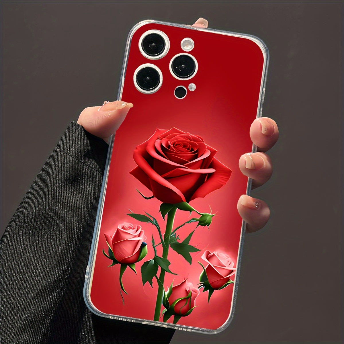 Red Rose Print Anti-Fall Mobile Phone Case for Iphone7/7P/8/8P/X/Xs/Xr/Xs Max/11/11Pro/11Pro Max/12/12 Pro/12Pro Max/Se2/Se3/13/13Pro/13Pro Max/14/14/Plus/14Pro/14Pro Max Valentine'S Day/Easter/Boyfriend/Girlfriend Multi-Seri