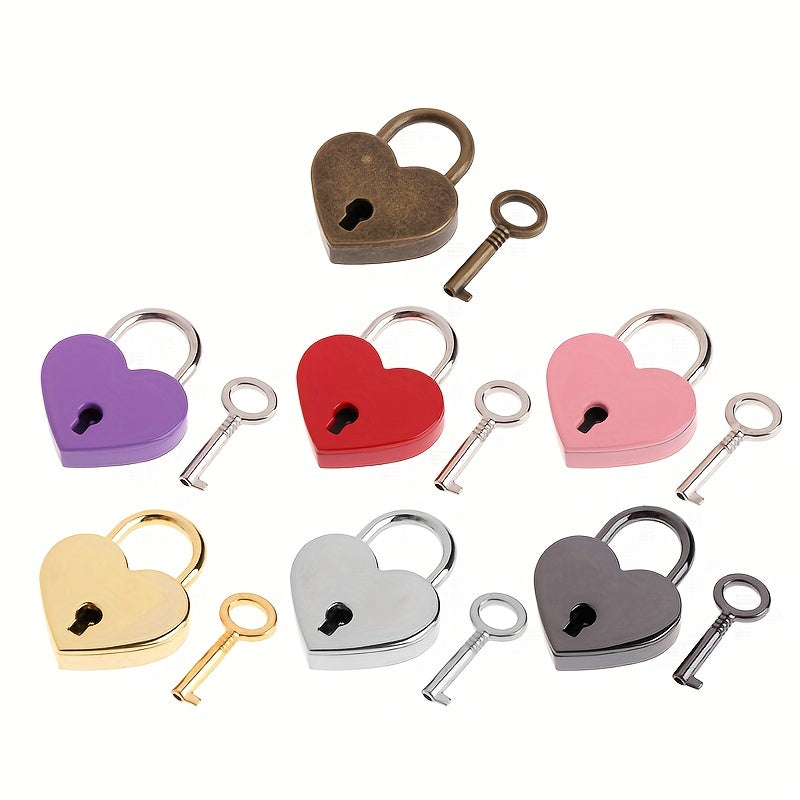 Colorful Metal Heart Shape Padlock With Key Bag Accessories Love Pad Lock Skeleton Keys