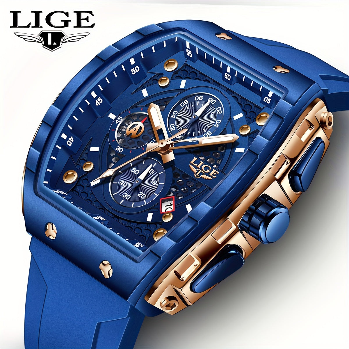 Stylish LIGE Women's Fashion Quartz Watch - Vibrant Blue Sports Timepiece with Practical Calendar, Stopwatch, and Luminous Display Features for Accurate Timekeeping