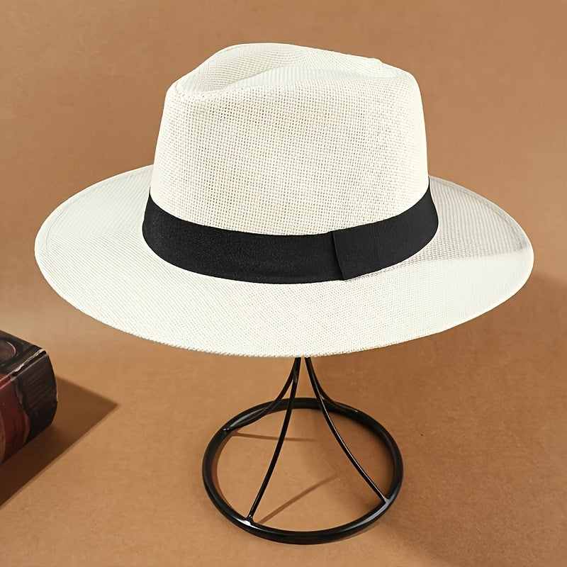 Elegant Paper Straw Hat Set: 4 Pieces of Hook Knit Beach Sun Hat for Men and Women