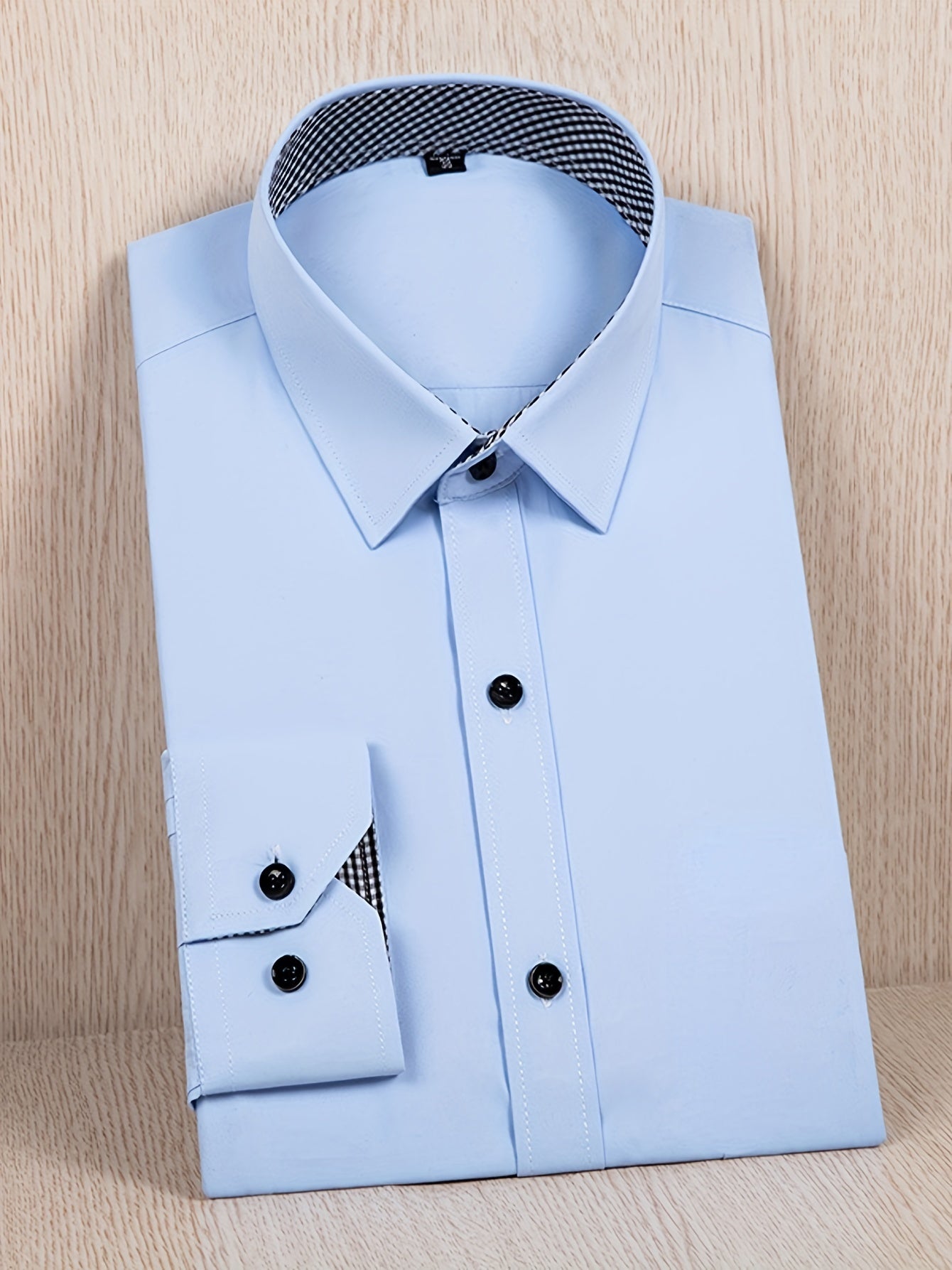 Men's Casual Button Up Lapel Collar Shirt In Solid Color, Men's Classic Long Sleeve Shirt For Office And Business