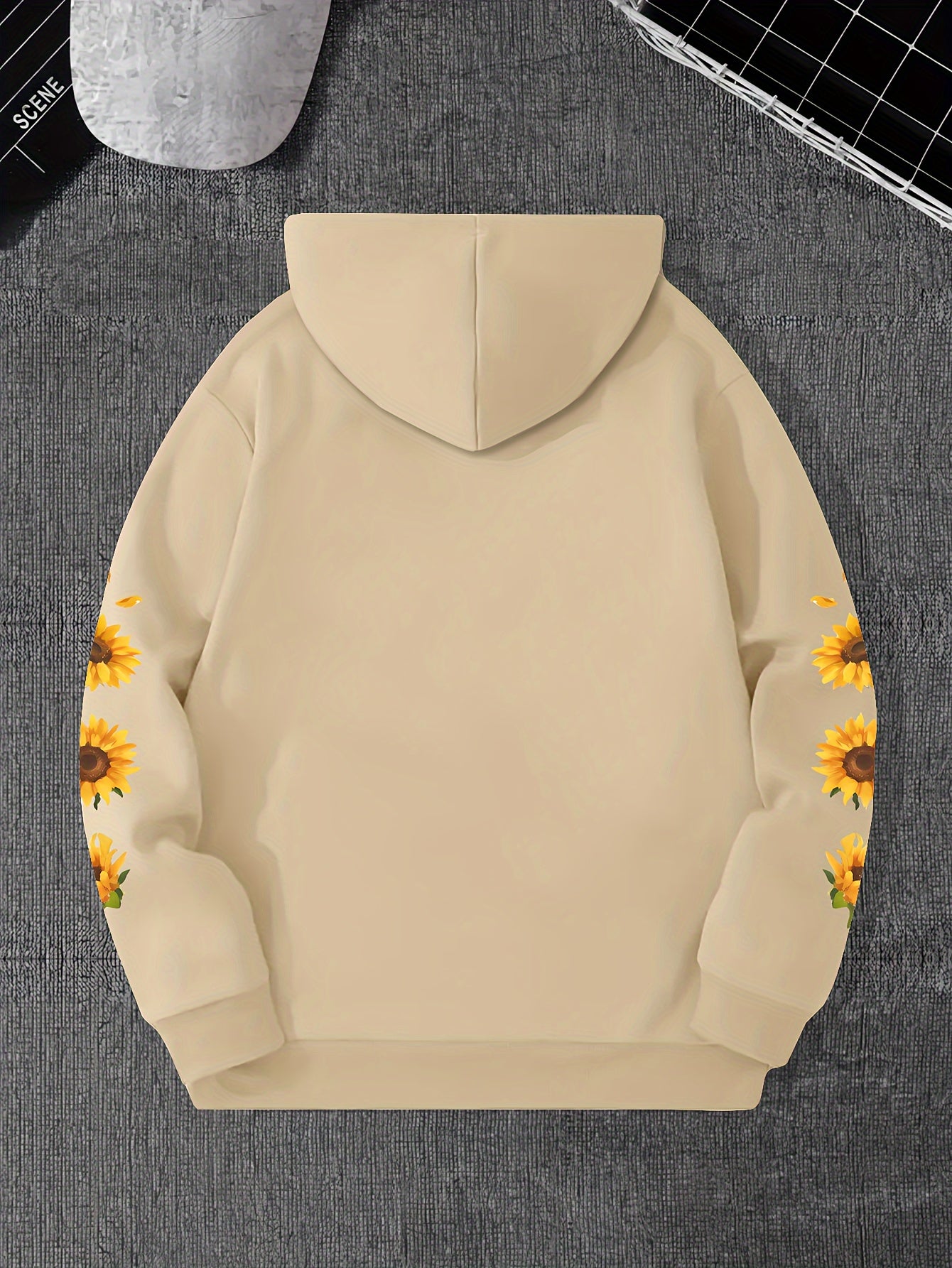 Sunflower Print Men's Pullover Round Neck Hoodies With Kangaroo Pocket Long Sleeve Hooded Sweatshirt Loose Casual Top For Autumn Winter Men's Clothing As Gifts