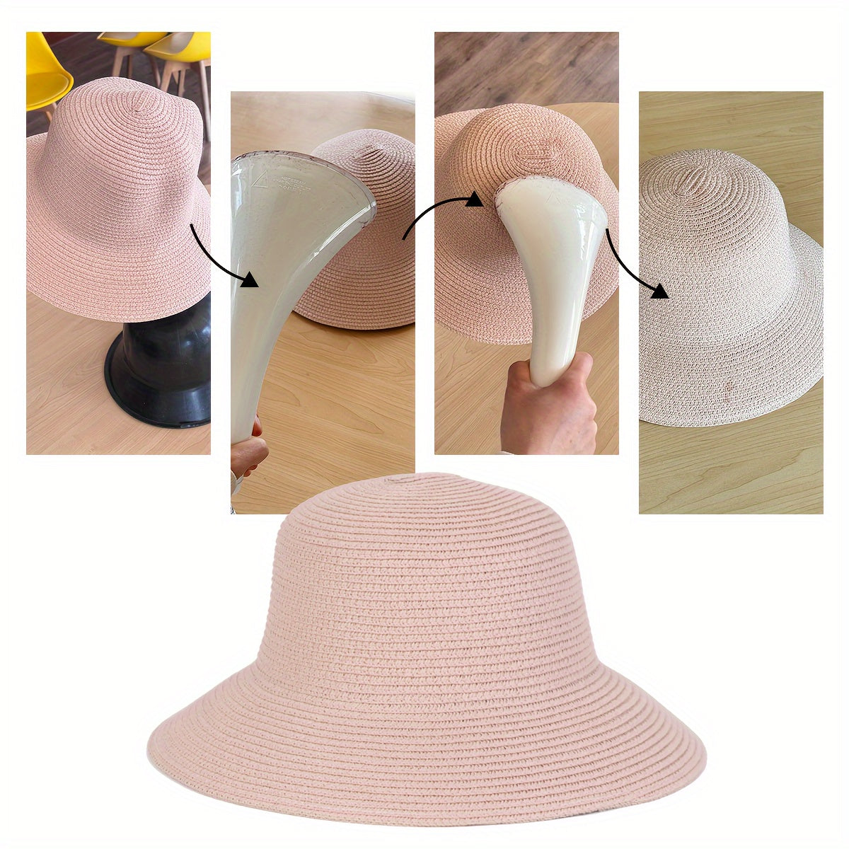 Handmade Flower Straw Hat Solid Color Elegant Beach Sunscreen Hat Small Top Hats Easter For Women