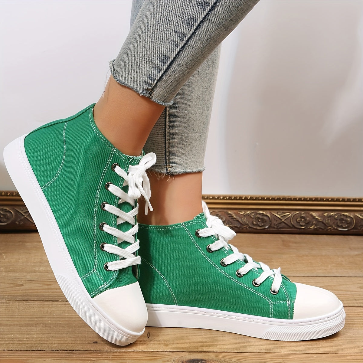 Women's Lace-Up Fashion Casual Sneakers, Breathable Canvas Comfortable Versatile Canvas Shoes, Comfortable And Versatile Flat Shoes For Spring And Autumn Seasons