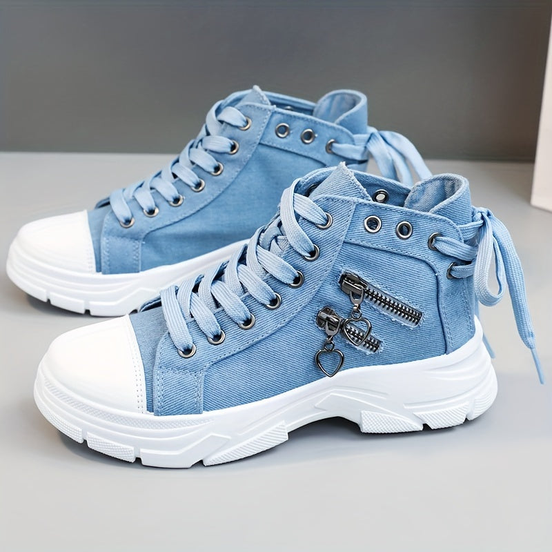 New Canvas High Top Women's Shoes, 2024 Spring Summer Breathable Thick Bottom Heightening Casual Shoes Canvas Shoes