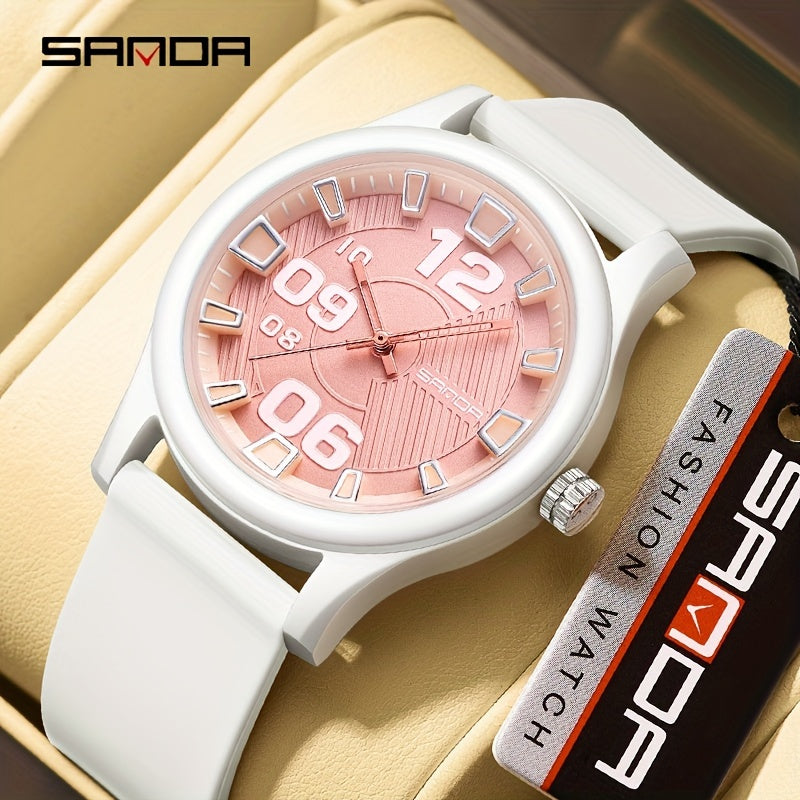 SANDA Casual Quartz Watch for Boys - Waterproof, Lightweight with Silicone Strap, Fashionable Street Style, Includes Gift Box