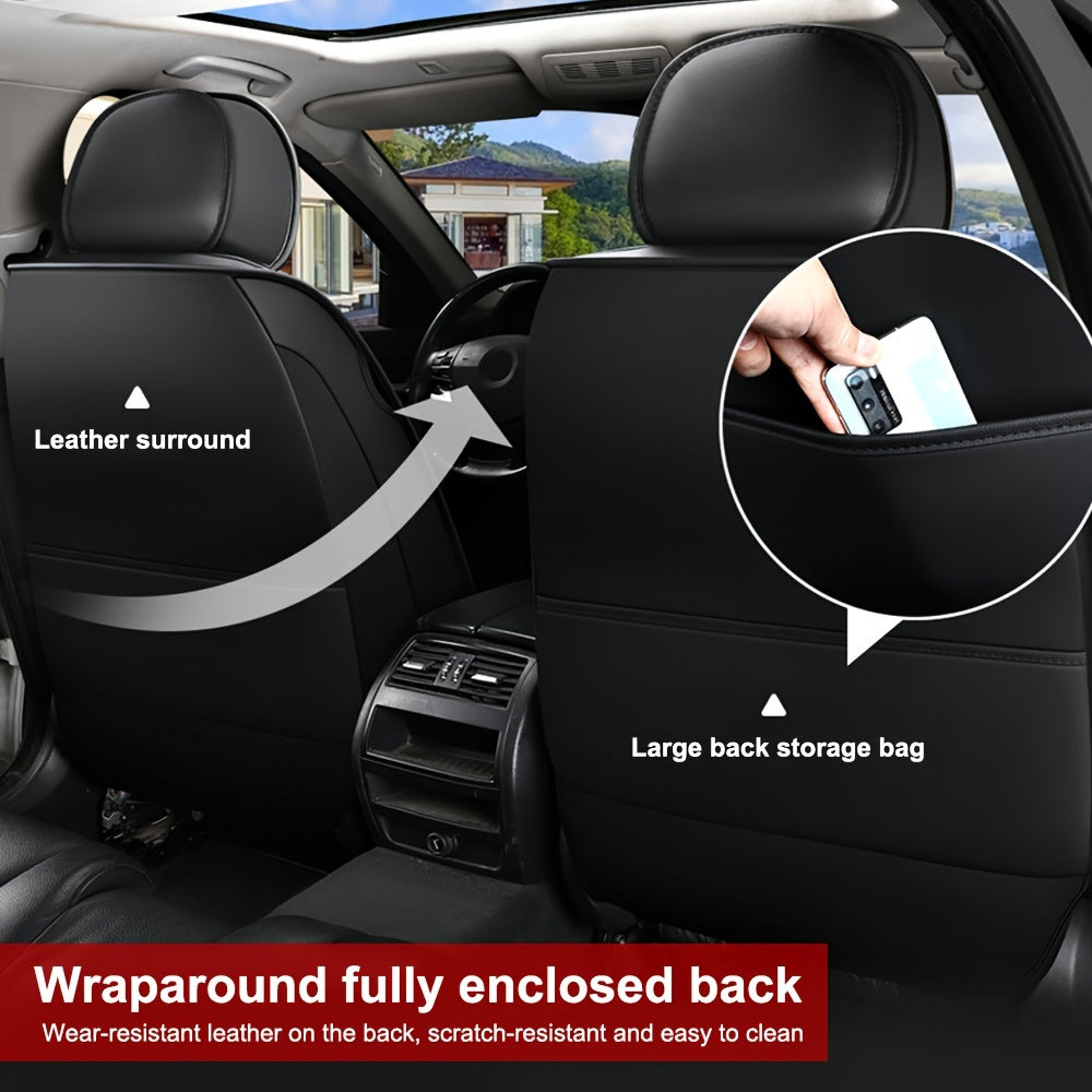 Car Standard Seat Covers 5 Seats Front And Rear Seat Covers Wear Resistant Cushions Red