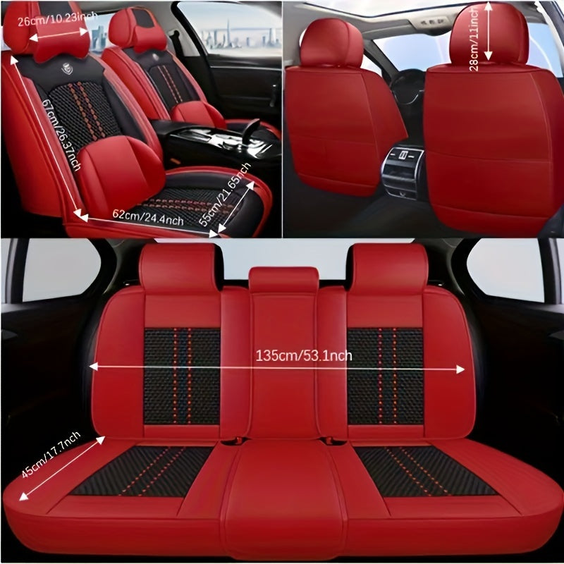 5 Seat Full Set Car Seat Cover Full Surrounded Cushion Protector Faux Leather Universal Fit For Most Cars, Trucks, Sedans And SUVs With Waterproof Leatherette In Automotive Seat Cover Accessories PZ-HEI-BZ