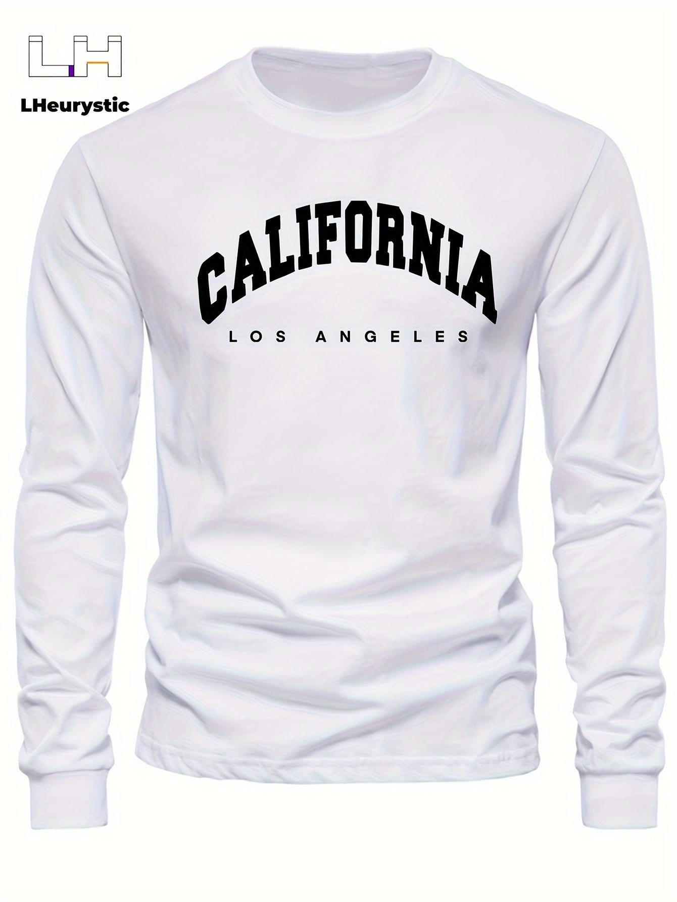 LA California Print Tee Shirt, Tees For Men, Casual Long Sleeve T-shirt