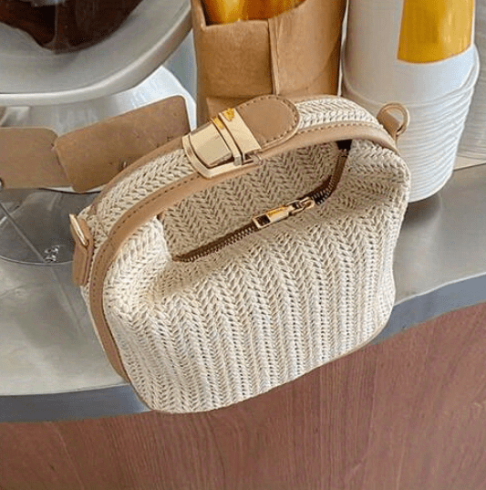 Mini Straw Woven Handbags, Fashion Braided Crossbody Bag, Portable Travel Beach Bag For Holiday