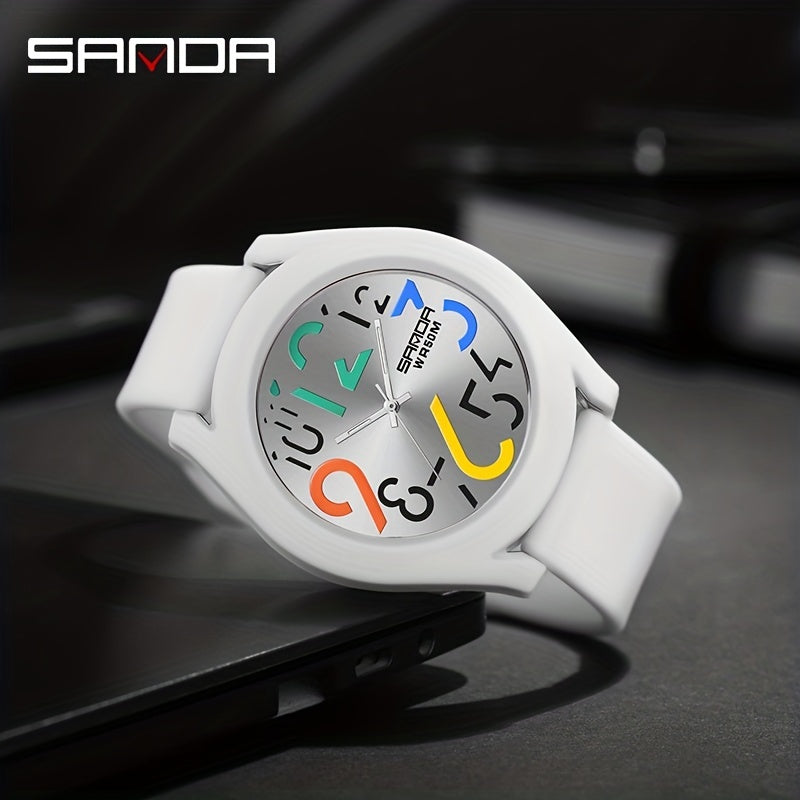 Sanda Colorful Removable Strap Sports Waterproof Large Dial Quartz Watch