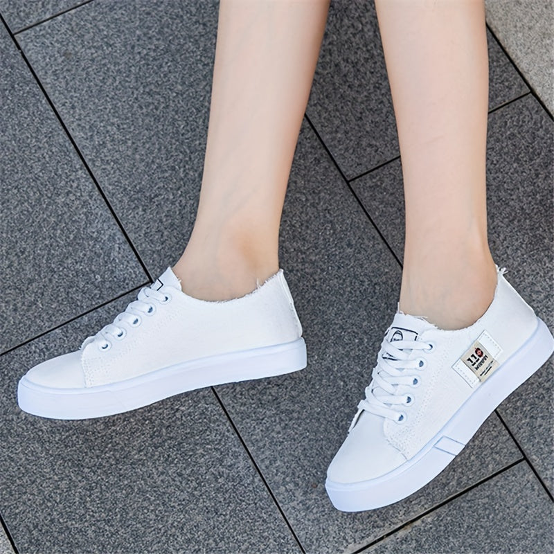 Women's Classic Canvas Shoes, Casual Lace Up Outdoor Shoes, Comfortable Low Top Sneakers